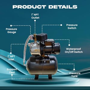 Stainless Steel Jet Pump 110V Single Phase Electric Booster Pump For Water Heating High Lift Horizontal Design - Product Image 2