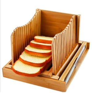 Juego de rebanador de pan de bambú orgánico de buena calidad Youlike con cuchillo, guía de corte compacta plegable con bandeja para migas - Product Image 6