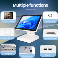 Terminal Punto de Venta para Supermercados y Centros Comerciales, Intel Core I3, Pantalla Táctil LCD TFT de 15 Pulgadas, Escáner 2D con Cable, Caja Registradora Todo en Uno