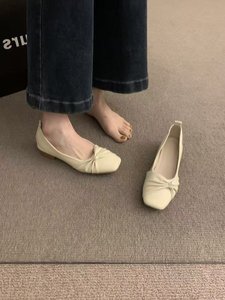 Zapatos Planos Elegantes con Punta Cuadrada y Decoración de Lazo de Perlas, Zapatos Planos Cómodos de Piel Sintética para Mujer, para Todas las Temporadas - Product Image 2