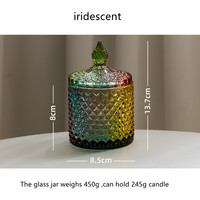 Pot en verre cylindrique luxueux pour coton-tiges et fabrication de bougies, 300 ml, violet irisé, décoration d'intérieur pour la Saint-Valentin