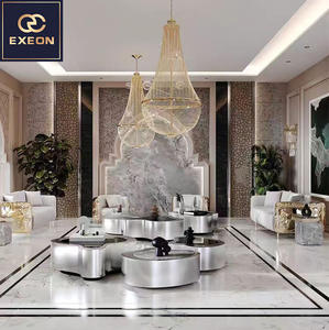 Роскошный дизайн виллы, мебель для гостиной, золотой журнальный столик из нержавеющей стали, необычный дизайн, высококачественный металлический журнальный столик - Product Image 1