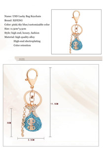 Bán Sỉ Móc Chìa Khóa Túi Đựng Tiền Kim Loại Thiết Kế Mới Móc Khóa Kiểu Đô La Kim Cương Giả Móc Khóa Túi May Mắn Làm Quà Tặng - Product Image 2