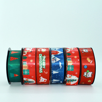 Ruban de Noël personnalisé de haute qualité 100 % polyester imprimé par transfert thermique pour la décoration des arbres de Noël