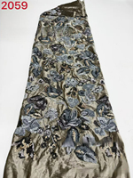 Tissu en velours enduit de PVC brodé de grandes fleurs de style chinois, avec sequins, pour cheongsam léger et respirant