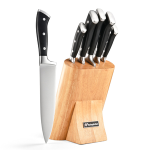 Juego de cuchillos de cocina de acero inoxidable, alta calidad, 6 piezas, con bloque de madera - Product Image 1
