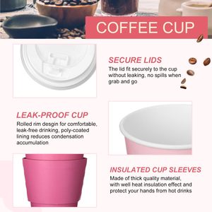 Custom Printed Eco-friendly Disposable <strong>Paper</strong> <strong>Cups</strong> Single Wall <strong>Pink</strong> Gold Foil Hot Drink <strong>Paper</strong> Coffee <strong>Cup</strong> with Lid - Product Image 4