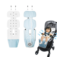 Coussin de siège de poussette perforé en maille polyester avec ventilateur USB et filtre HEPA11 pour bébé