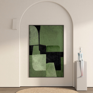 Pintura al Óleo Abstracta Hecha a Mano sobre <span class=keywords><strong>Lienzo</strong></span>, Verde Oscuro, <span class=keywords><strong>para</strong></span> Sala de Estar, Recibidor, Comedor, Dormitorio, Mural - Product Image 4