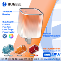 Charger Tipe C 45W Berkualitas Tinggi, Adaptor Perjalanan Pengisian Cepat GaN Portabel untuk Ponsel Laptop Tablet, Kit Kabel Charger USB C Dinding