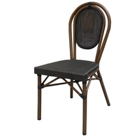 Chaise de bistrot française sans accoudoirs avec tissu de haute qualité et cadre en aluminium imitation bois
