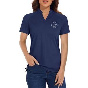 Camisetas de manga raglán transpirables con estampado de logotipo personalizado, camisetas grises con cuello en V para correr de Color sólido para mujer - Product Image 6