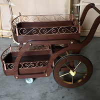 Chariot à liqueurs d'hôtel, style classique, chariot de bar mobile à 4 roues, chariot de service à vin en bois antique pour hôtel, restaurant, bar et salle à manger