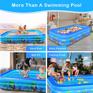<span class=keywords><strong>Piscina</strong></span> Inflable Familiar Grande, Rectangular, de PVC Grueso de 3 Capas, <span class=keywords><strong>Piscina</strong></span> Inflable para Niños y Adultos, para Jardín, Patio Trasero, Verano - Product Image 4