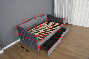 Divano Letto Multifunzionale Willsoon Stile Moderno Europeo in Velluto Grigio Capitonnè con Cassetti Contenitore e Finitura a Borchie, Resistente ed Ecologico - Product Image 4