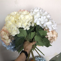 Bunga Hydrangea Sutra Buatan C-391 Putih Pink Biru Besar 5 Kepala untuk Dekorasi Pesta Pernikahan Grosir