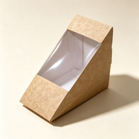 Boîte à sandwich jetable de qualité alimentaire avec logo personnalisé, boîte à bolas de riz en papier kraft avec fenêtre transparente