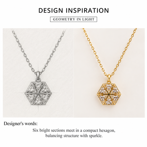 Hexagon Zircon Necklace Stainless Steel 14K <b>Gold</b> Vacuum Plated Geometric Pendant Fine Chain Jewelry - Product Image 3