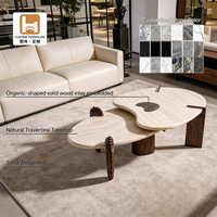 Ensemble de tables basses modernes à deux niveaux avec pieds en noyer pour salon et mobilier de salon, vente en gros directe d'usine