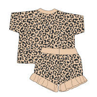 Ensemble d'été pour filles, 2 pièces, haut à manches courtes et short à imprimé floral et rayures, avec décoration en dentelle, costumes pour enfants tendance