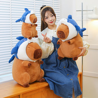 Vente en gros Chapeau de requin Kawaii Capybara de Noël Animal en peluche Jouet Poupée Enfants Cadeau d'anniversaire Oreiller en peluche