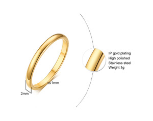 แหวนแต่งงานทำจากสเตนเลสชุบทอง18K ขนาด2มม. 4มม. 6มม. 8มม. เคลือบเงาสูง - Product Image 5