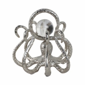 Scultura in metallo a forma di polpo con accenti in vetro per decorazioni domestiche, mensole, tavolini da caffè, bagni e uffici - Product Image 4