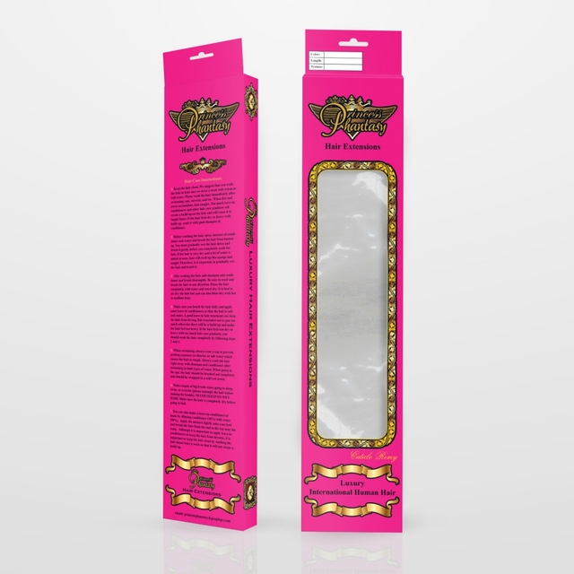Custom Hair Extensions Packaging Boxes With Hanging Tab Folding Carton Box for Wig Extension With clear Window