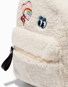 #TRENDING Hot Selling Custom Embroidery Plush School Bag Fashion <b>Backpack</b> Furry Fleece Children <b>Backpack</b> - Product Image 3