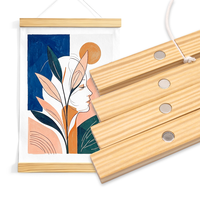 Colgador Magnético Grande para Pósteres de 24, 32, 36 y 40 Pulgadas, Marco Resistente de Madera de Pino Natural para Arte de Pared en Galerías, Cafés y Oficinas
