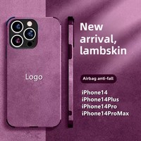 Coque de téléphone portable en peau d'agneau compatible avec iPhone 13 Pro pour 14 Four Corners Couverture complète en peluche antichoc