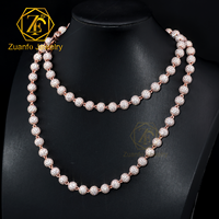 Chaîne cubaine en argent 925 personnalisée pour bijoux hip-hop, avec breloques bling et moissanite VVS, style chaîne à billes glacée