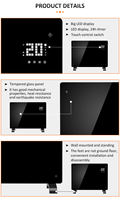 Calentador Eléctrico Inteligente WiFi de 1500W con Pantalla Táctil, Calentador de Espacio Independiente para Uso en Interiores