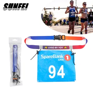 SunFei Ceinture réglable pour numéro de sport Ceinture de course pour triathlon avec bavoirs Ceinture porte-gel Ceinture d'athlétisme pour compétition et numéro de course