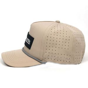 Popular <b>Khaki</b> Color Custom Pvc Patch Waterproof Laser Cut <b>Hats</b> Rope Drilling <b>Hat</b> - Product Image 4