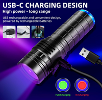 Lampe torche à lumière ultraviolette rechargeable USB-C, lumière noire P50 LED 365nm, lampe torche UV avec filtre noir Zwb2