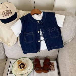 2025 primavera y verano chaleco para bebés Chaleco de carga informal suelto estilo japonés único patrón sólido chaqueta Tops - Product Image 2