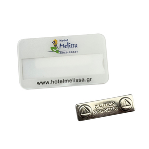 Conception personnalisée en usine Nom de l'entreprise Badge acrylique durable insérable Film antioxydant transparent avec goupille de sécurité ou aimant - Product Image 2