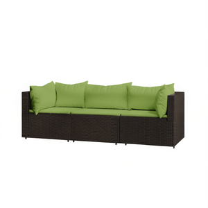 Ensemble de canapé de patio en polyrotin brun 3 places, mobilier de jardin extérieur, design contemporain, coussins résistants aux intempéries inclus - Product Image 1