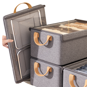 Hiện đại có thể gập lại hộp lưu trữ nắp vải Oxford thân thiện với môi trường tổ chức quần áo chống bụi phân loại tủ quần áo chống ẩm - Product Image 4