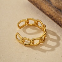 VEWANT Grosir Perak 925 Berlapis Emas 18K Rhodium Motif Cuban Link Polesan Tinggi Cincin Terbuka yang Dapat Disesuaikan Pesanan Perhiasan Grosir
