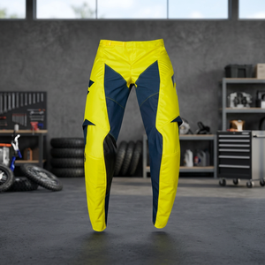 Pantalon de moto pour homme jaune et bleu marine à blocs de couleur, séchage rapide, toutes saisons, vêtements de course - Product Image 6