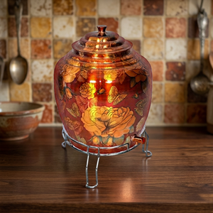Distributeur d'eau en cuivre avec motif floral et robinet pour usage domestique - Product Image 5