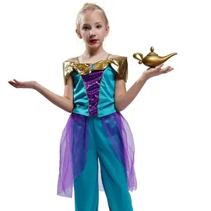 Film Aladdin et la lampe magique Jasmine Cosplay Costume bleu Halloween princesse arabe