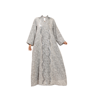 Abaya Festiva para Eid, Modesta, Islámica, de Poliéster Transpirable, con Bordado Floral, Mangas Transparentes, Talla Única, para Reuniones de Verano y Otoño - Product Image 2