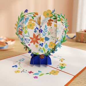 Best Seller Green <b>Heart</b> Flower 3D Pop-Up <b>Card</b> Handmade Paper Cutting Custom Offset Printing Vietnam Top Trending Gift Viet-craft - Product Image 1