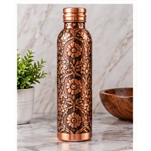 Modern Copper <b>Water</b> <b>Bottle</b> with Spiral Texture and Screw Lid Portable Eco Friendly <b>Metal</b> Drinkware - Product Image 5
