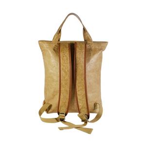 Sac à dos d'ordinateur portable rétro et tendance en papier Kraft et DuPont, étanche avec fermeture éclair, idéal pour les jeunes étudiants et les voyages. - Product Image 5