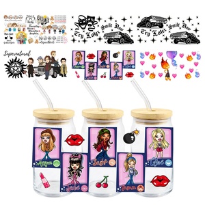 MIYA 006 สติกเกอร์กันน้ำแบบล้างทำความสะอาดได้ ลายการ์ตูนตามสั่ง ป้องกันรังสียูวี สำหรับติดแก้วและแก้วน้ำขนาด 16 ออนซ์ พร้อมกดติด - Product Image 5