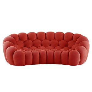 Sofá de espera para salón de belleza, moderno, creativo, con diseño de burbujas de nido de abeja 3D, de alta elasticidad y curvado, para venta al por mayor. - Product Image 6